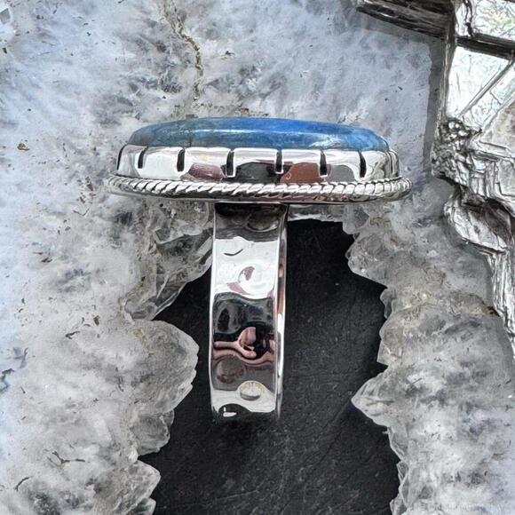 Sterling Silver Southwestern Style Oval Chrysocolla Ring Size 9.5 For Women - Picture 6 of 10